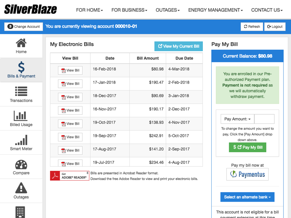 screenshot of SilverBlaze Customer Portal